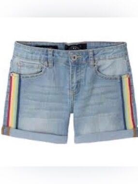 🌈 Lucky Brand Girls Riley Rainbow Denim Shorts - Size 8 Rainbow SummerVibes